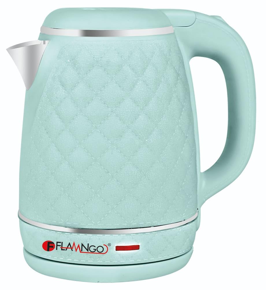 Flamingo Premier 1.8L Stainless Steel Kettle Covered with Padded Plastic Layer, Modern Design Combines Safety and Efficiency Making It an Ideal Choice for Everyday Use (Mint Green)
