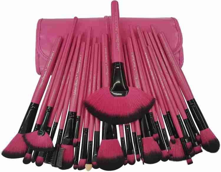 Professional Makeup Brush Set, 24 Pcs, Multi-Use Brushes, Pink and Black, with Bag