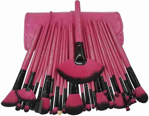Professional Makeup Brush Set, 24 Pcs, Multi-Use Brushes, Pink and Black, with Bag