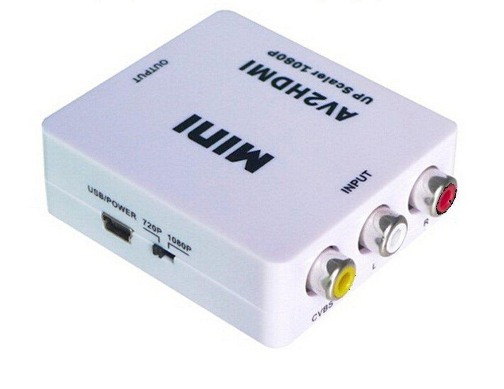 Tobo AV to HDMI Mini RCA Composite CVBS AV to HDMI Video Audio Converter Adapter - TD-659VC-002, White