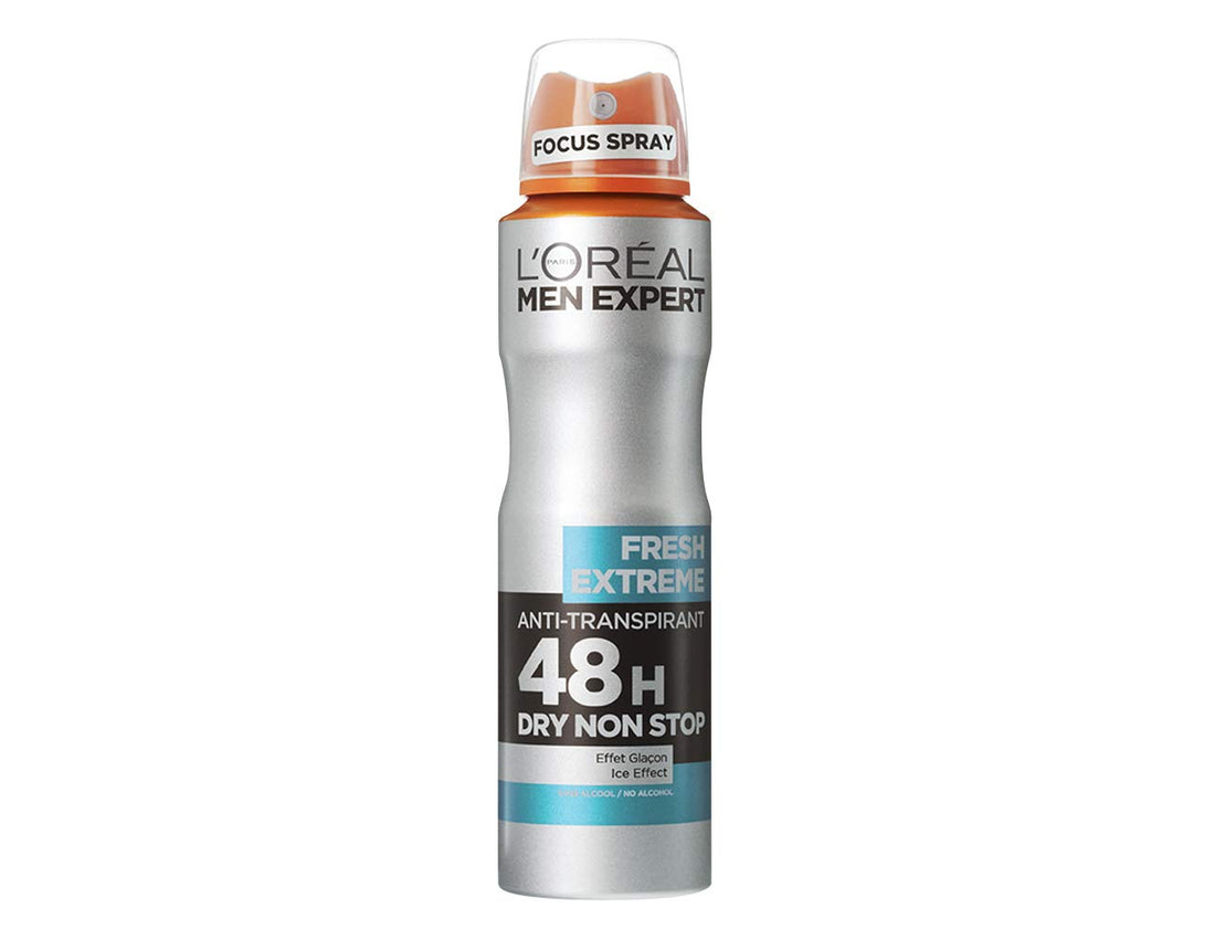 L’Oréal Men Expert Fresh Extreme Ice Cool Anti-Perspirant Deodorant Spray for Men, 48 Hour Sweat & Odor Protection, Cooling Effect, Dermatologically Tested, 150ml