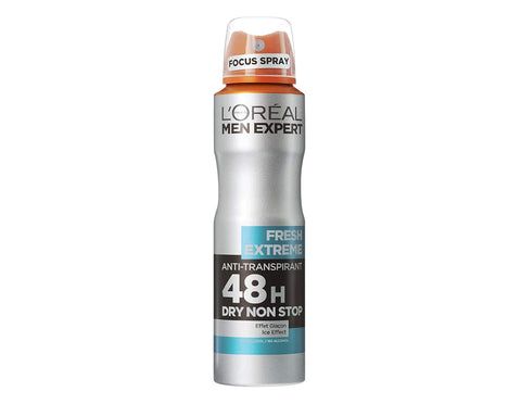 L’Oréal Men Expert Fresh Extreme Ice Cool Anti-Perspirant Deodorant Spray for Men, 48 Hour Sweat & Odor Protection, Cooling Effect, Dermatologically Tested, 150ml