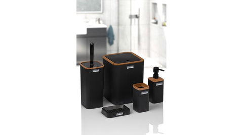 Okyanus 5-Piece Bathroom Set Mina Square (Wood) Black, OKY-420-3-S-Multicolor