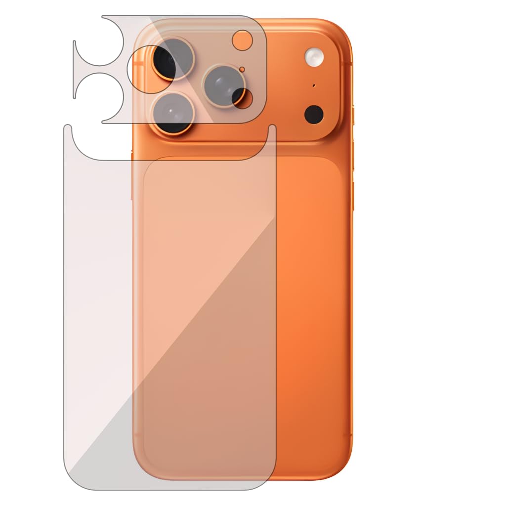 Back Sticker plastic clear,and frame for the camera area,that does not cover or protect the camera lens,It protects BACK FROM YUOR MOBILE against scratches .compatible with IPHONE 17 PRO MAX