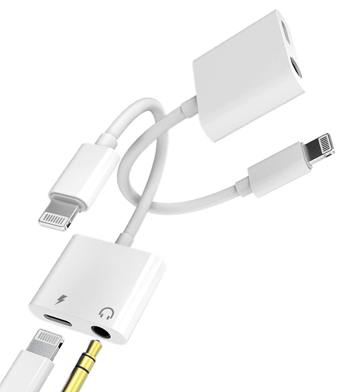 Lightning to 3.5mm Jack Adapter for Headphones (2 Pack) - AUX Cable Accessories for iPhone 14 13 for iPad - Earphone Car Radio Charger - Double Headphone Extension