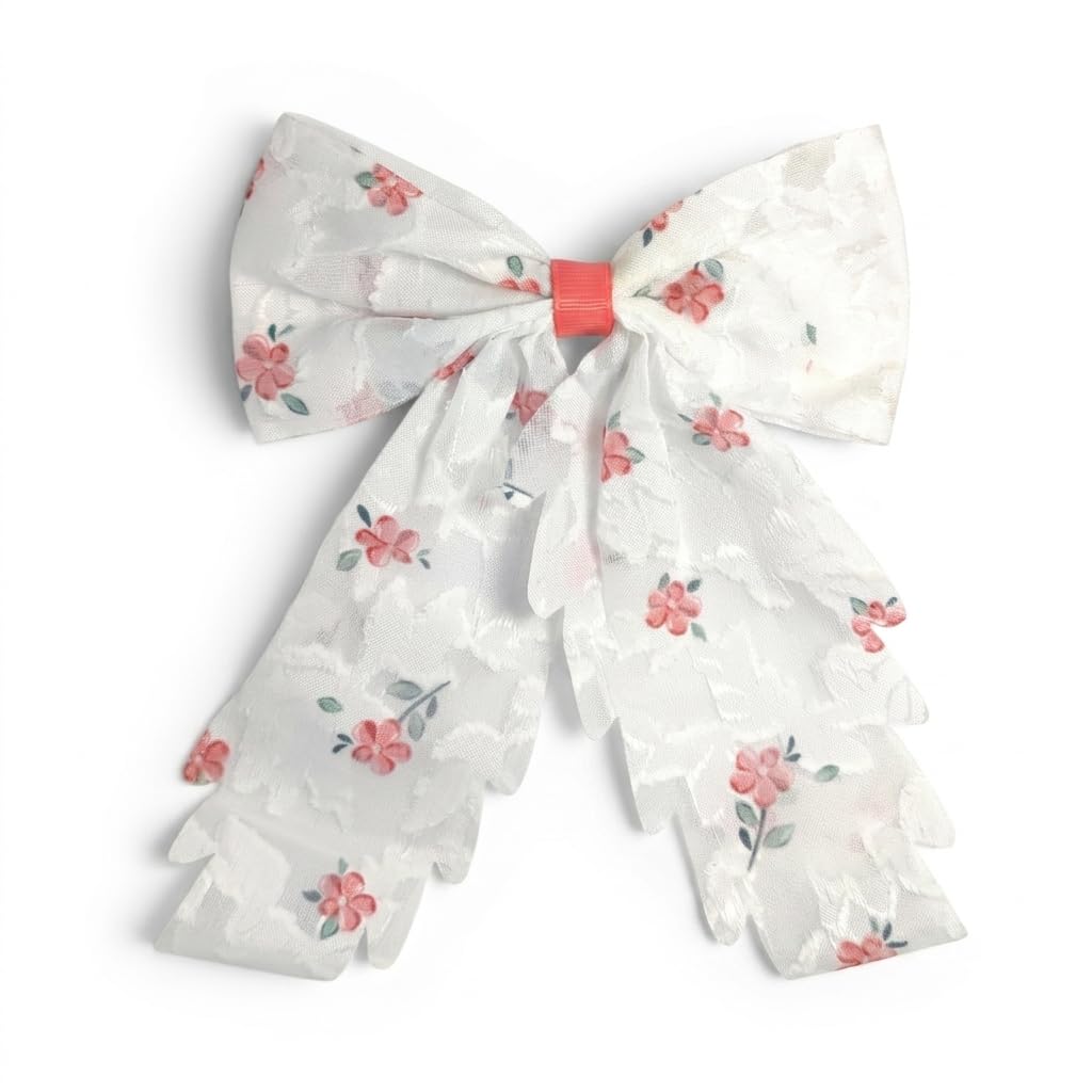 Catch Up Bow Flower Pattern Hair Clip for Women and Girls Elegant Floral Bow Hair Claw Clip Cute Strong Hold Lightweight Non-Slip Daily Wear Stylish Feminine Accessory