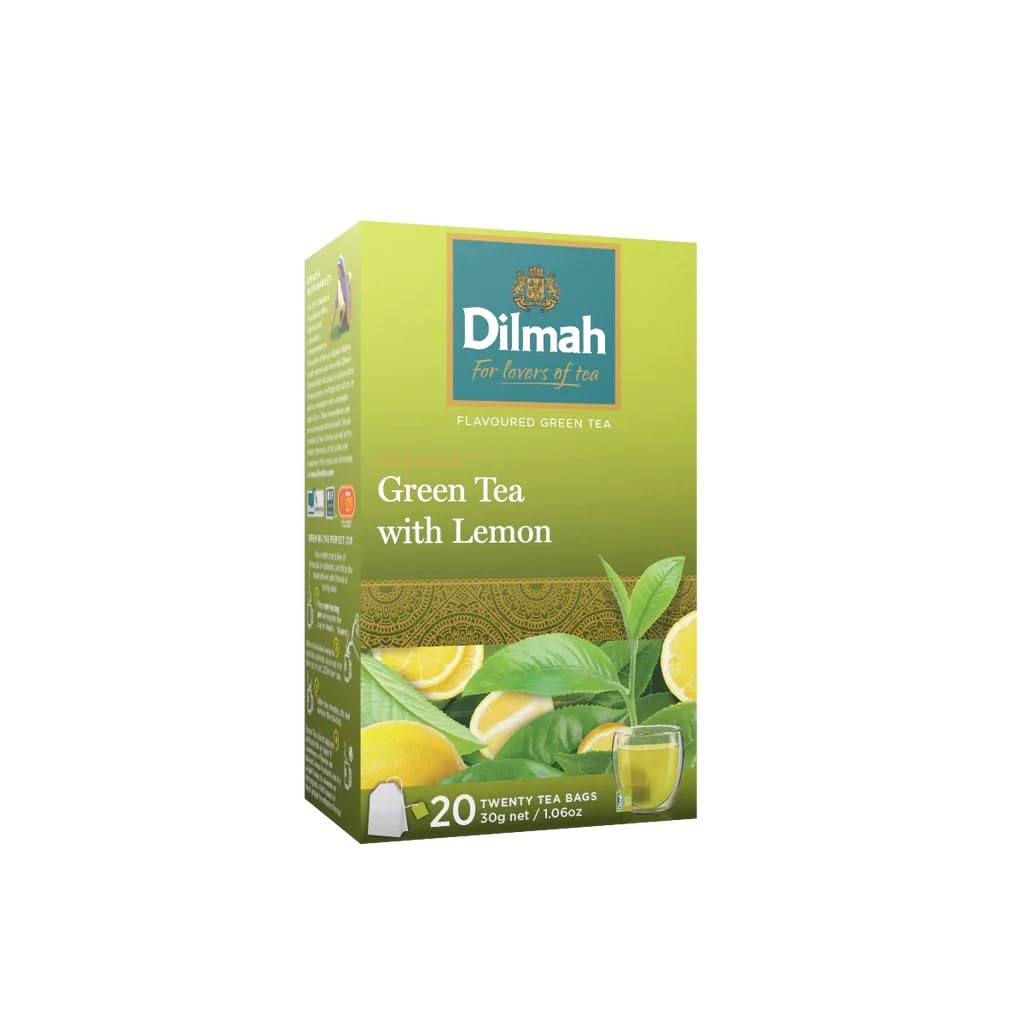 Dilmah green tea lemon flavor 20 bags , 30 gm