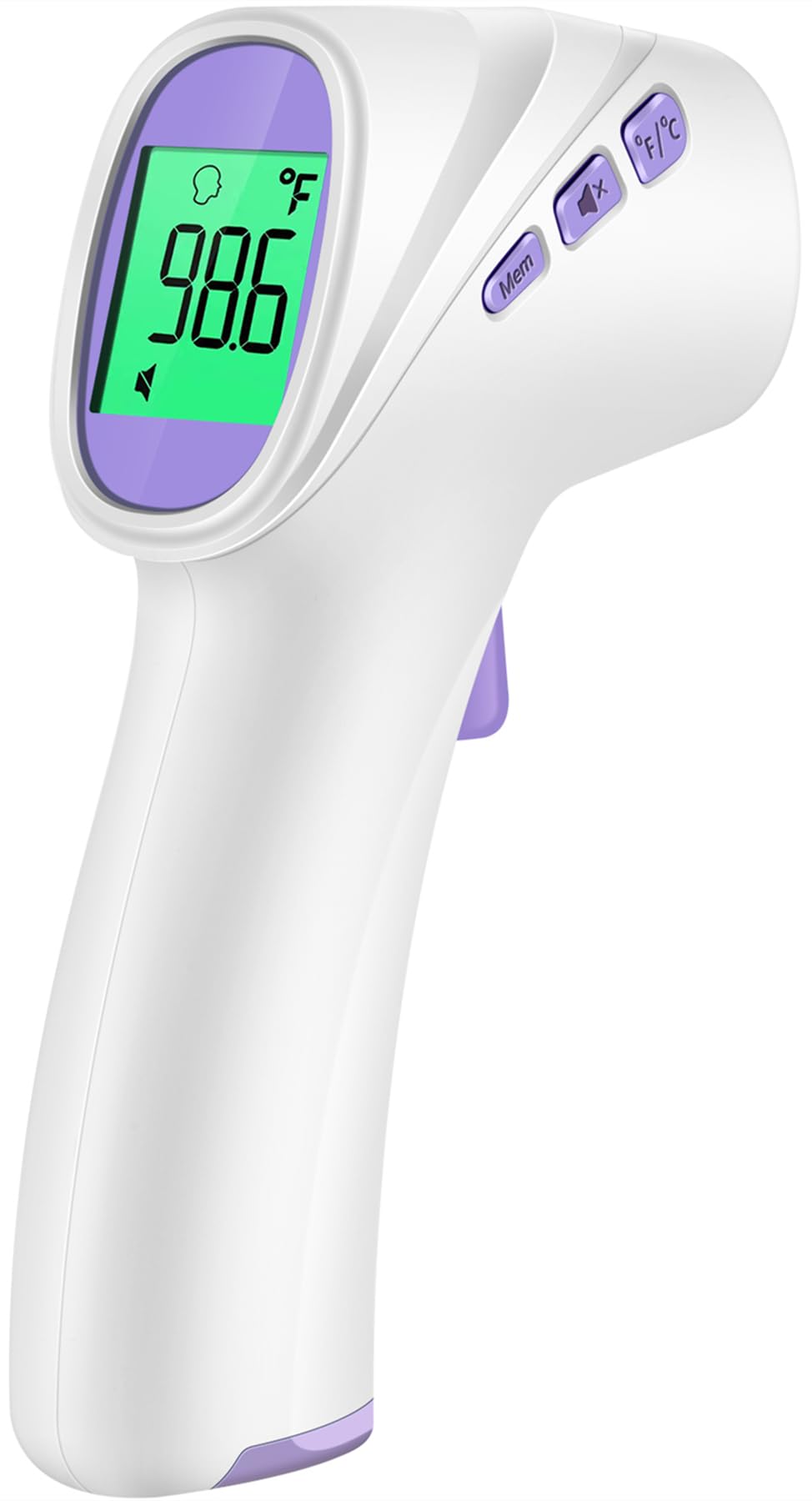 Forehead Thermometer for Adults, Kids & Babies, No-Touch Infrared Thermometer, Digital Thermometer with LCD Backlight Display, Fever Alarm and 1s Instant Reading - Purple
