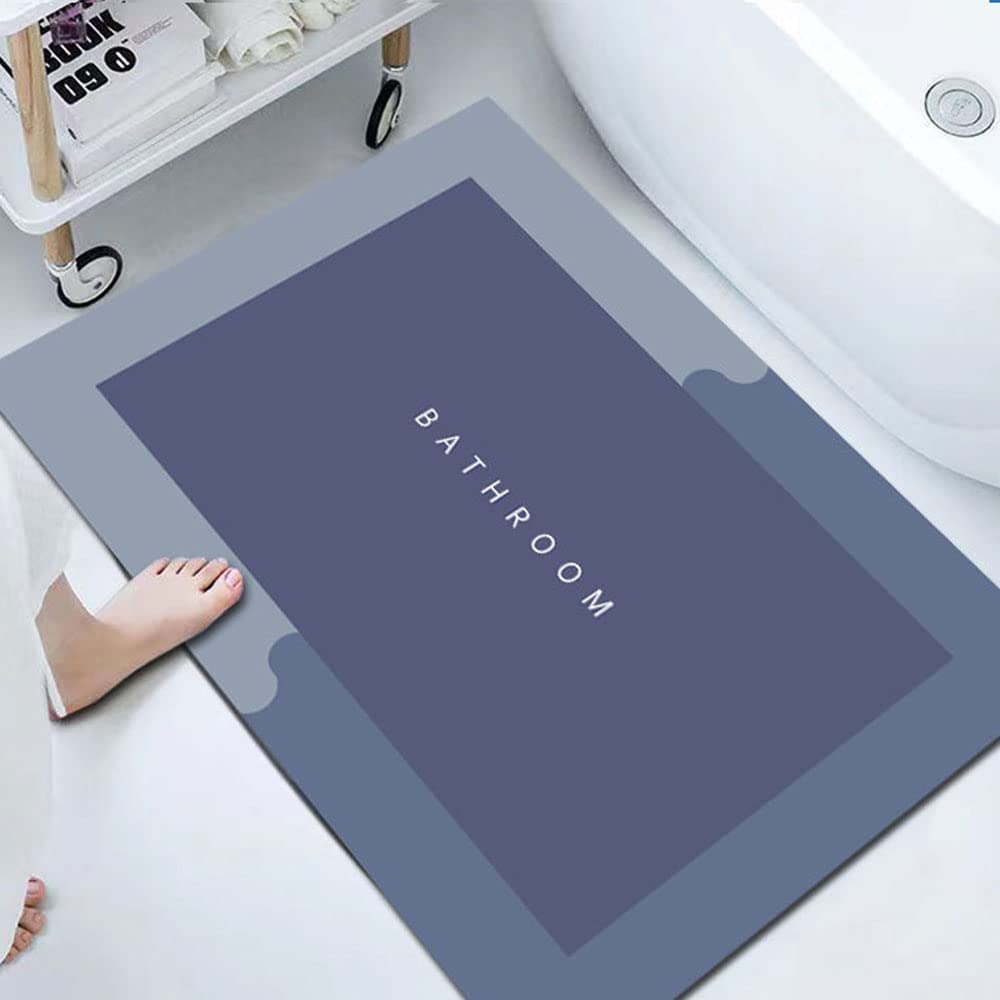 Super Absorbent Floor Mat Quick-Dry Bathroom Mat Rugs Memory Foam Bath Mat Non-Slip Entrance Rug for Living Room Bathroom Kitchen Oval Blue (60 * 40CM)