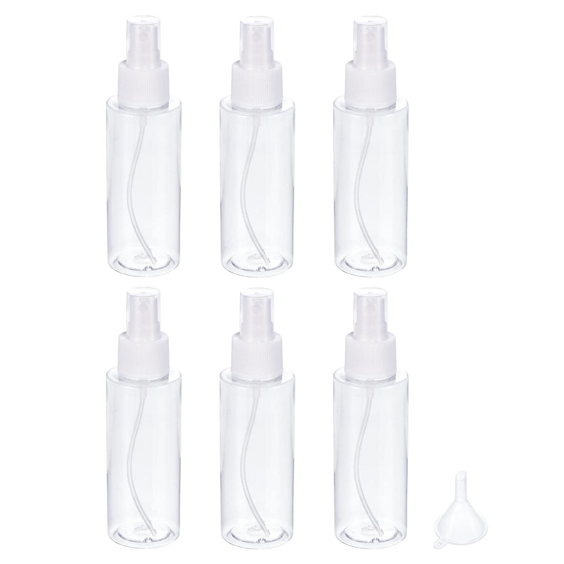 PATIKIL 100ml 40x90mm Clear Travel Bottles Set, 6in1 Set Spray Bottle with Funnel for Shampoo Lotion Cream Soap