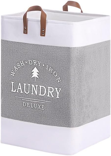 Egypt | hub Collapsible Folding Laundry Basket for Clothes Storage and Bathroom Organization | Breathable Fabric Hamper with Reinforced Handles | Silver