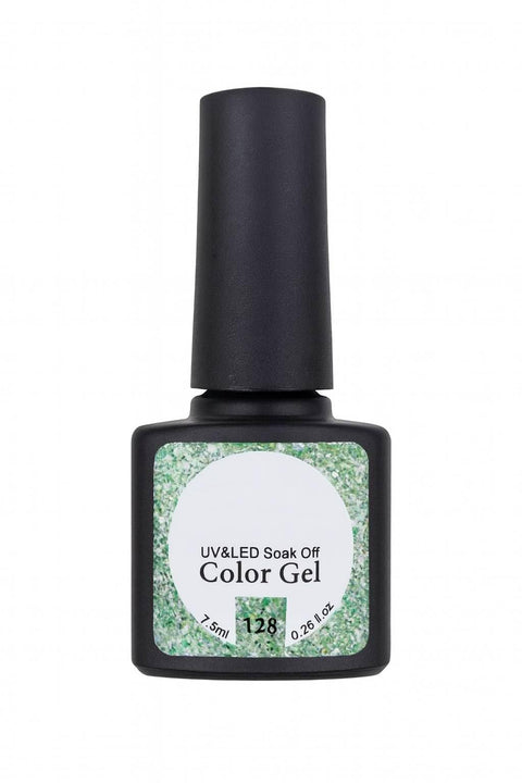 7.5ml Reflective Glitter Gel Nail Polish, Sparkly Light Green UV Soak Off, High Shine Glitter Effect, Long-Lasting Manicure Gel for Nail Art, Salon & Home Use – Shade 128