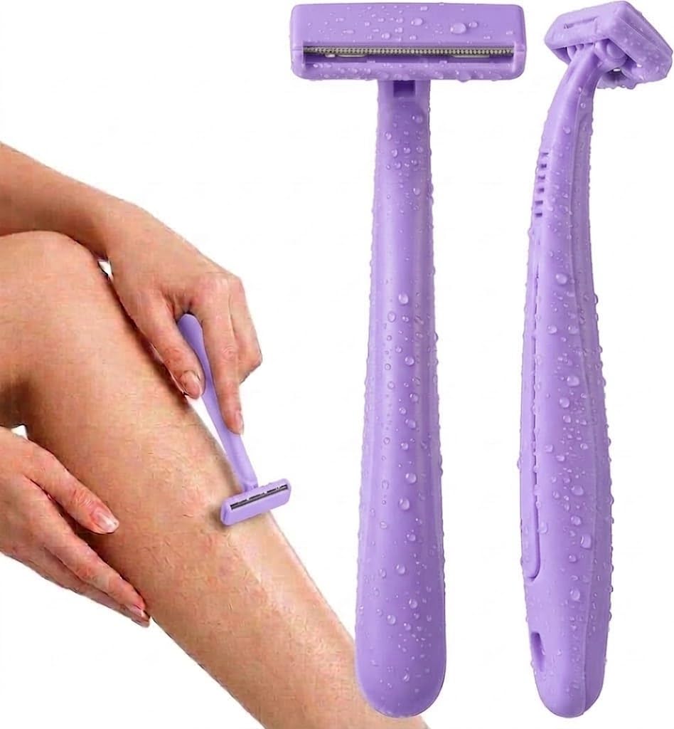 Bikini Razor for Women | No Cuts, No Bumps Hair Removal - Nano-Precision Blade with Safety Comb | Smooth, Irritation-Free Bikini Line Shave- multicolor-2pcs - purple color