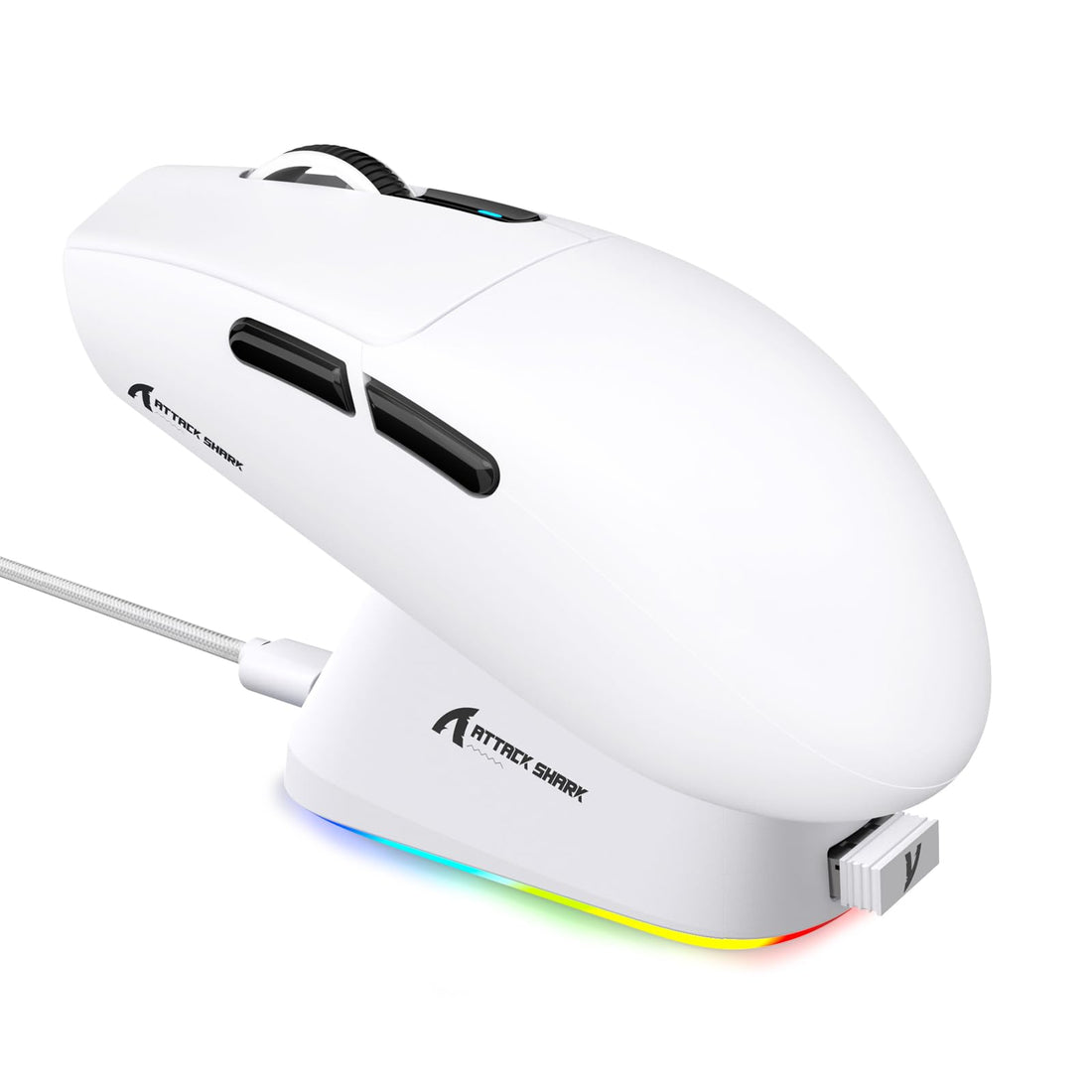 MAMBASNAKE x ATTACK SHARK G3PRO Gaming Mouse, Wireless, Magnetic Charging Dock, RGB Charging Stand, Wireless, Bluetooth, Wired Gaming Mouse, 3 Modes, Symmetrical, 2.0 oz (59 g), Friendly to Hand