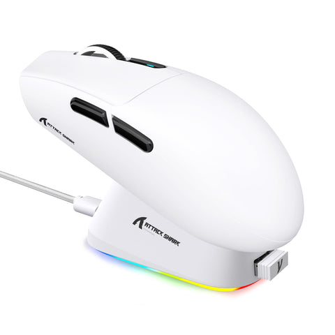 MAMBASNAKE x ATTACK SHARK G3PRO Gaming Mouse, Wireless, Magnetic Charging Dock, RGB Charging Stand, Wireless, Bluetooth, Wired Gaming Mouse, 3 Modes, Symmetrical, 2.0 oz (59 g), Friendly to Hand