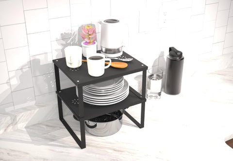 Generic Cabinet Rack, Spice Rack, Organization and Storage for Kitchen and Bathroom (Large) - Black