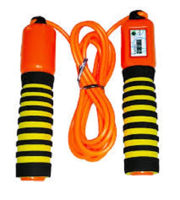 Rubber Skipping Rope with Ribbed Handle 0219 – Durable Fitness Jump Rope for Cardio, Endurance & Workout Training - Multicolor