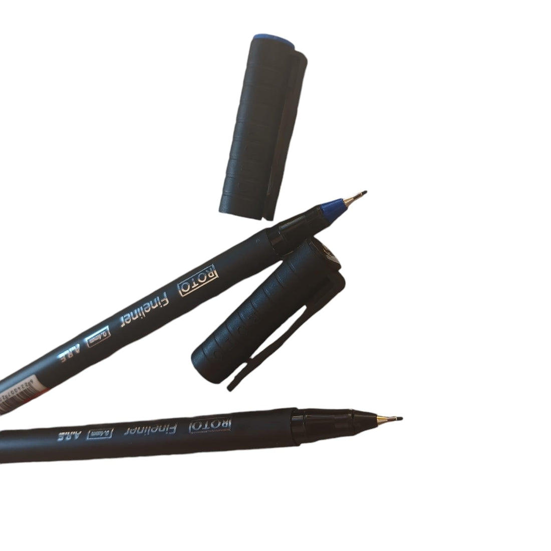 2 x Roto Fineliner Fountain Pen - Blue and Black - Fine Point 0.4 mm
