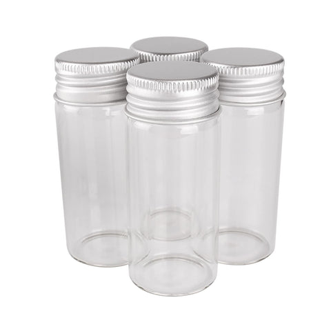 4 pcs 30ml 1OZ Glass Bottles with Aluminum Caps 26.5 * 86mm Glass Jars Transparent Containers Perfume Bottles