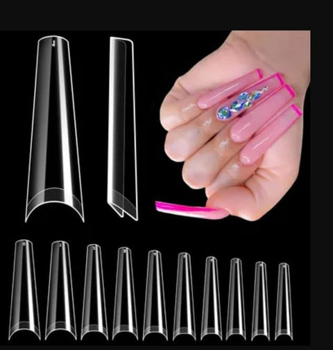 240Pcs Ballerina Long False Nails Tips Half Cover Fake nails 12 Sizes with Box for Acrylic Nails- Professional Salon and Home DIY Art-