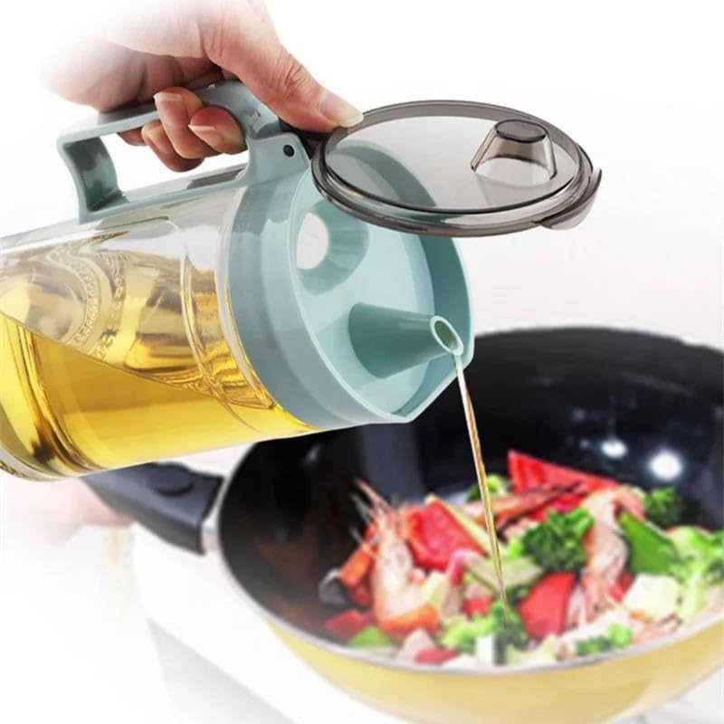 Glass Oil Dispenser Bottle with Handle and Lid, 550ml Large Capacity .mk