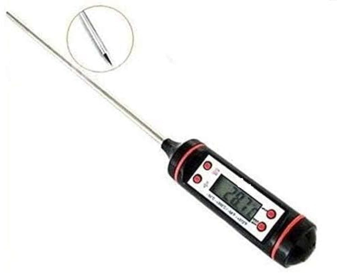 Digital Lcd Cooking Food Meat Probe Kitchen Bbq Thermometer Temperature Test Pen, instant read thermometer for Industrial, Grill, Candy, Milk, Oil, Liquid Lab Chemical (Steel 5.9 Inch