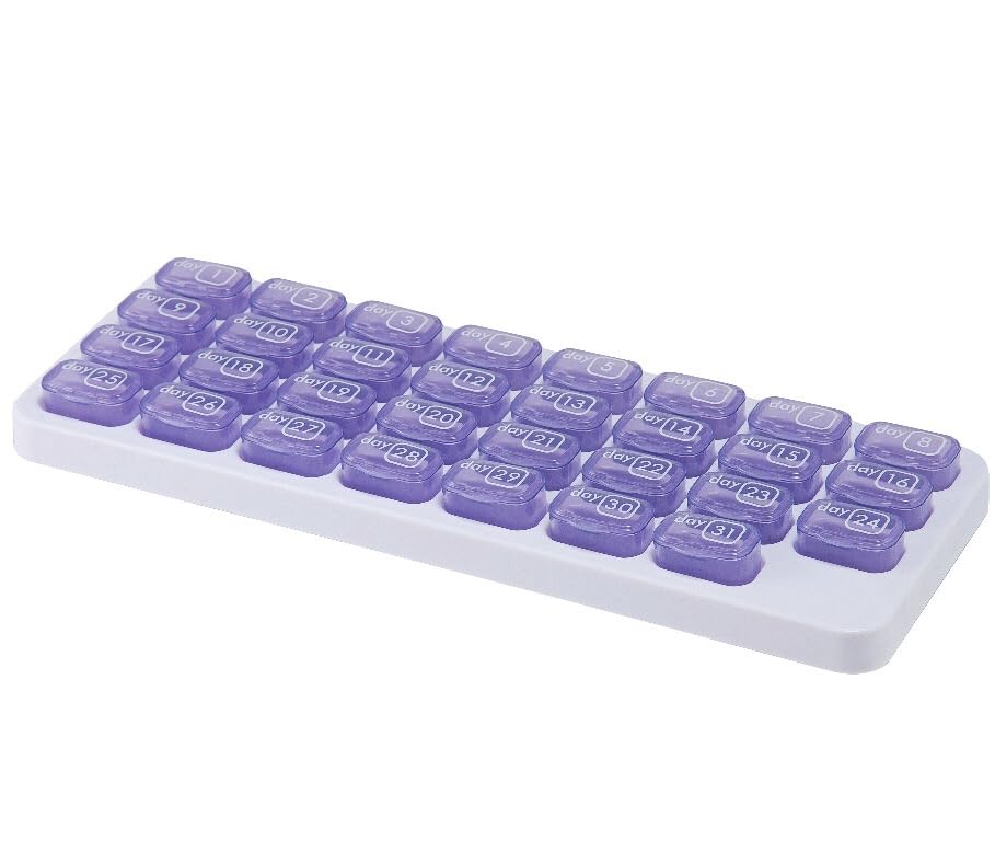 31 Day Monthly Pill Organizer, Portable Pill Medicine case Box Holder for Daily Medicine/Vitamin/Fish Oils/Supplement,Purple
