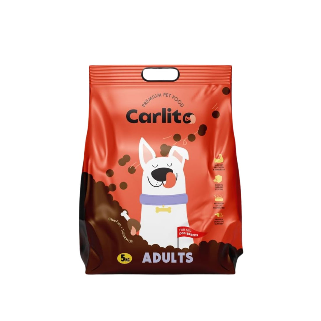 Carlito Premium Pet Food Adult Dog Dry - High Protein & Omega-3 for Strong Muscles, Healthy Coat - Available in 450g, 1.5KG, 5KG & 15KG (5 Kilograms)