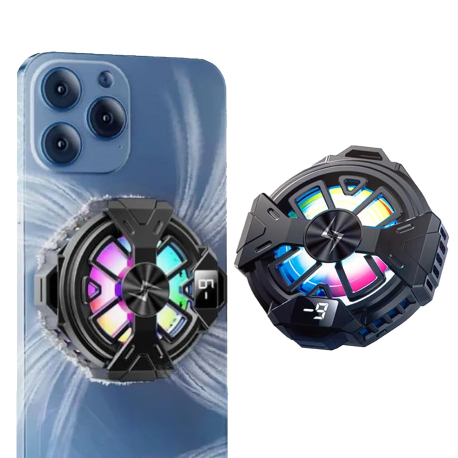 Phone Cooler for Gaming,Phone Cooling Fan.He is a Necessary Cooling Product for Long Live Streaming, Playing Games, and Brushing Short Video Screens RGB.