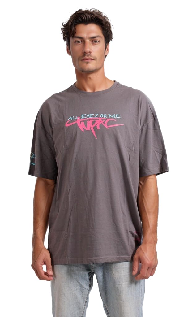 Ravin Mens All Eyes On Me Gaphic T-Shit - Chacoal Gay Modern