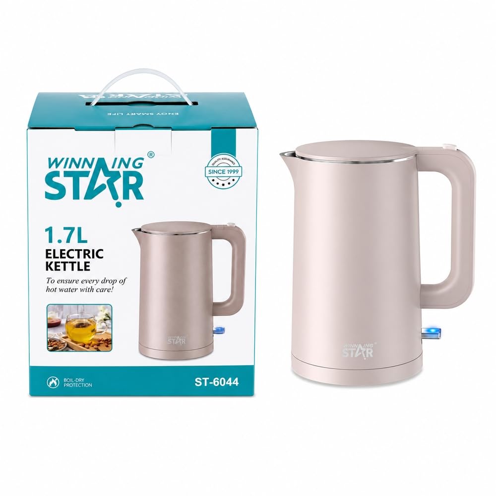 WINNING STAR ST-6044 Electric Kettle 1500W,Stainless Steel Fast Boil 1.7L - A1-588