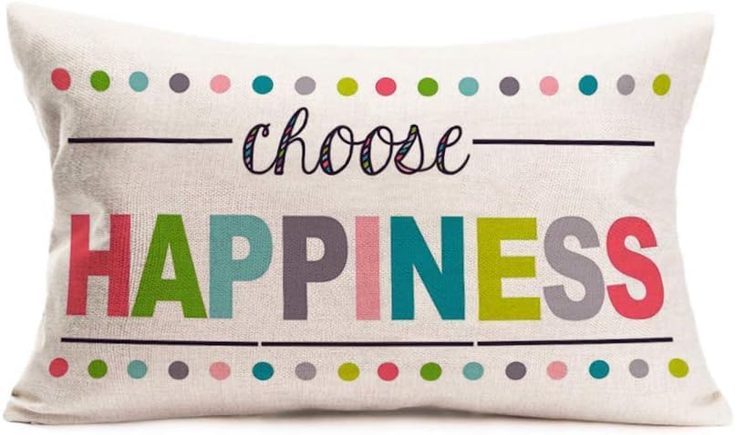 Choose Happiness Throw Pillow Covers 12x20 Inch Home Decor