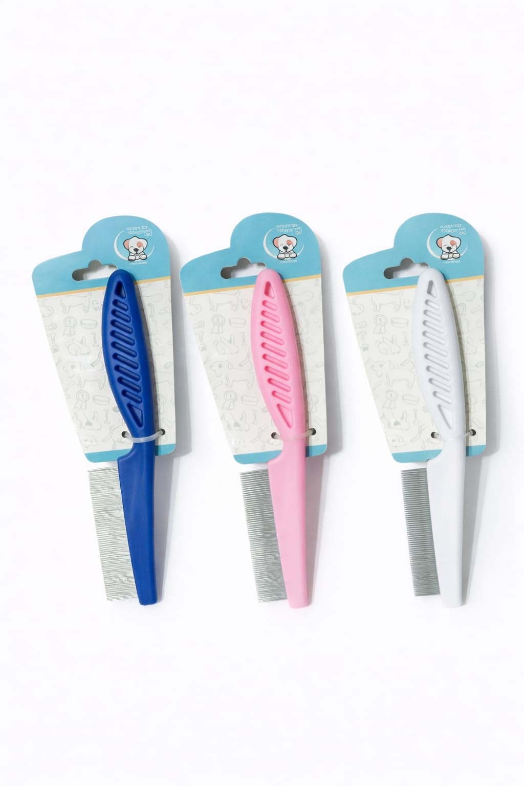Pet Flea Comb for Dogs and Cats, Fine Tooth Grooming Tool, Available in Blue, Pink and White (Blue)