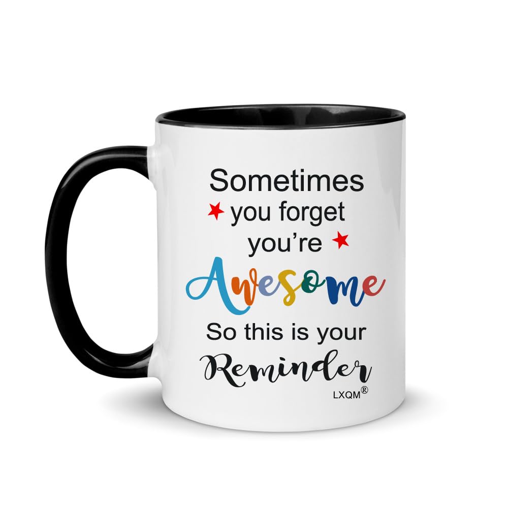 Birthday Gifts for Women Men, Sometimes You Forget You’re Awesome Coffee Mug, Inspirational Graduation Holiday Gift for Woman Man, Birthday Christmas Thank You Gifts 11oz Ceramic Mug (black)