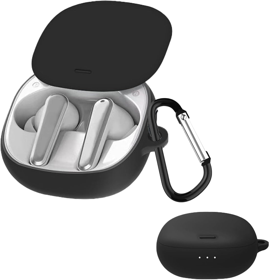 Dl3 Mobilak Silicone Case Compatible with Anker Soundcore Liberty Air 2 Pro Earbuds, Soft Silicone Protective Case Cover, Shockproof Sleeve with Carabiner (Black)