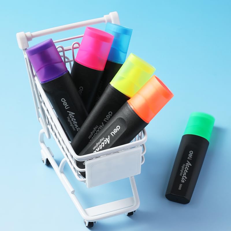 Deli ES600 Chisel Tip Highlighter Marker Set 10-Pieces, Orange