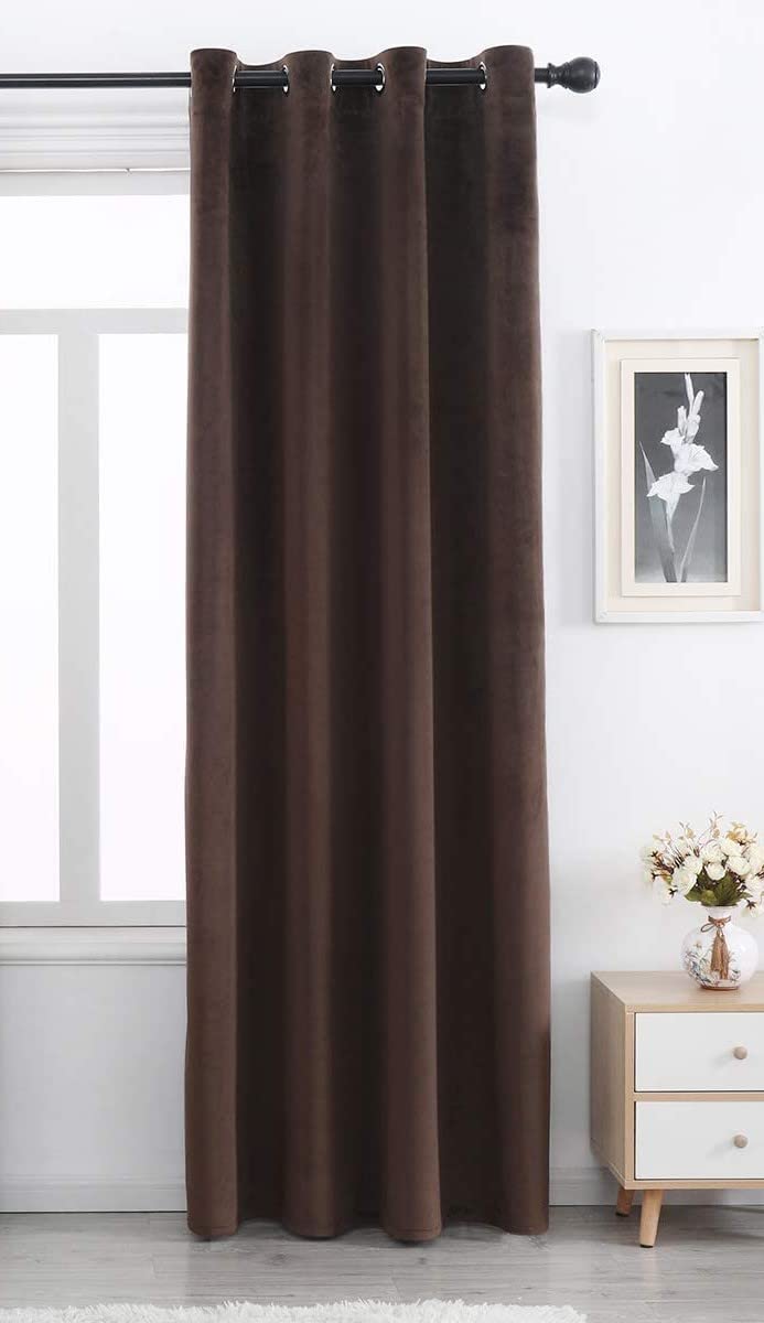 INtex CURTAINS HOUSE Elegant Velvet Curtains - Thermal Insulated Curtains for Living Room,steel Grommets- 1 panels Brown 150W X 230L CM
