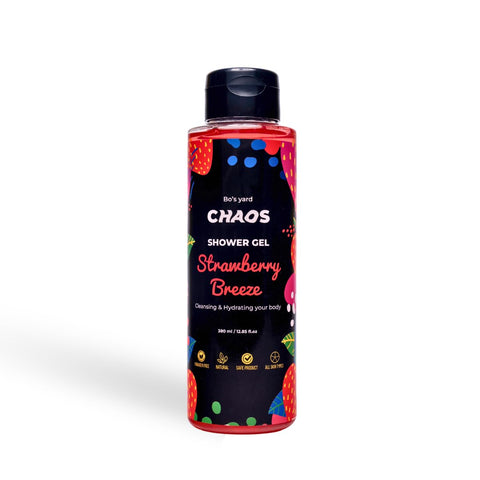 Chaos Strawberry Breeze Shower Gel, Cleansing & Hydrating with Glycerin & Aloe Vera | Natural Body Wash for All Skin Types | Locks in Moisture, Leaves Skin Soft & Nourished | Paraben-Free | 380ml