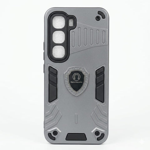 Shockproof Rugged Tactical Case Scratch Resistant Tough Plastic Shell Full Protection Cover Compatible With Infinix Hot 60 Pro Plus (Gray)
