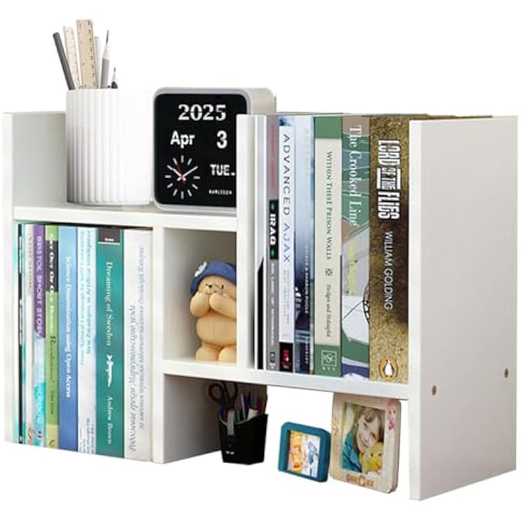 Ebaskt 3-Tier Wooden Desktop Storage Organizer Bookshelf, White