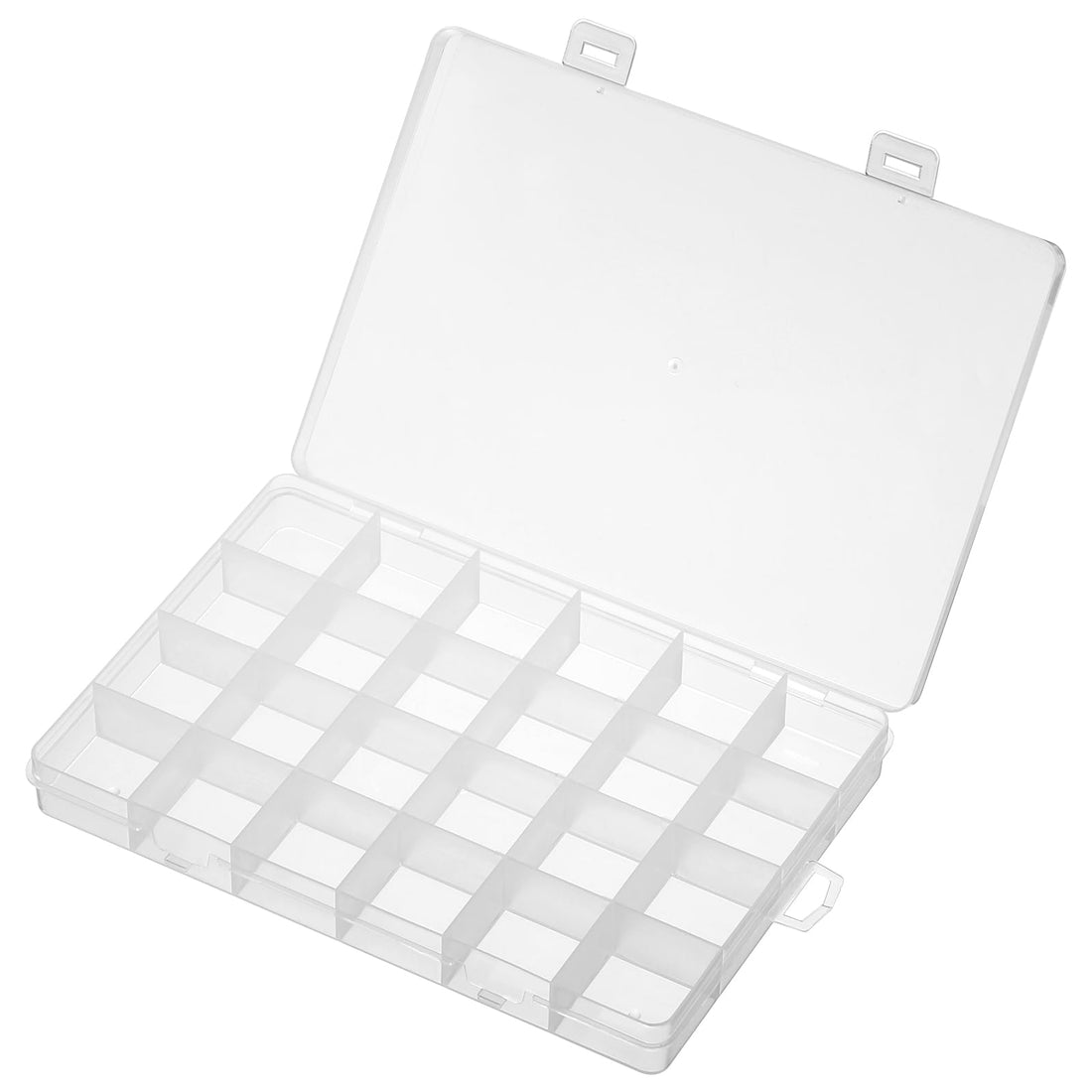 PATIKIL 24 Grids Jewelry Organizer Box, 2 Pack Clear Plastic Jewelry Boxes Container Storage Crafts DIY Earrings Hanging Rings, Style 1