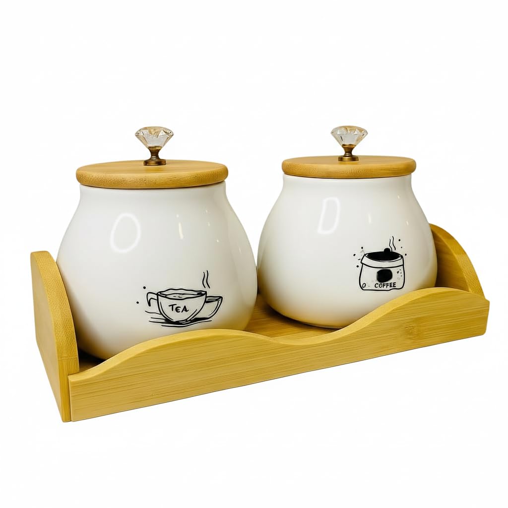 Home Care TT-530 2-Piece Porcelain Spice Set Elegant Kitchen Storage, Pack of 1 - White Porcelain