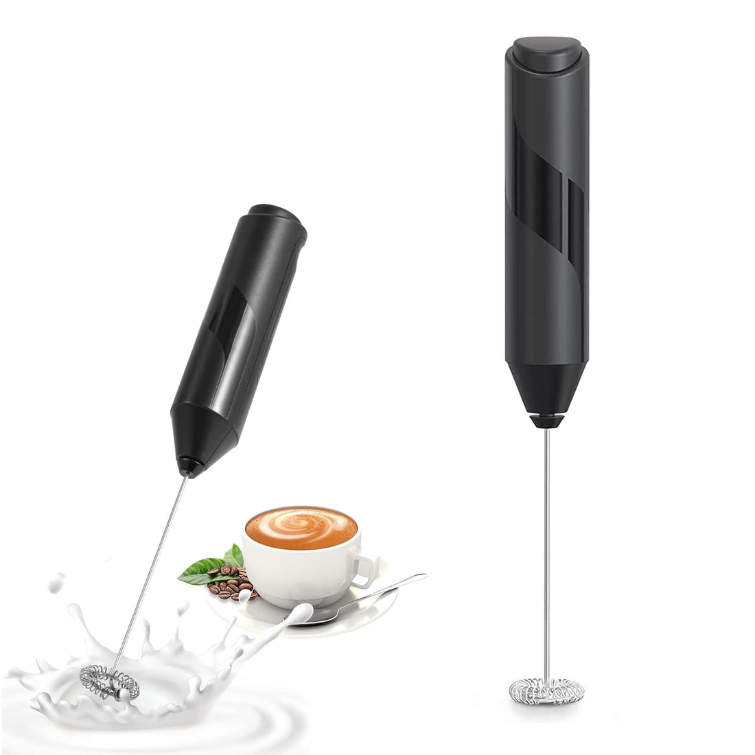 ToolHouse Milk Frother Handheld, Electric Whisk Beater Foam Maker, Portable Whisks, for Hot and Cold Milk, Latte, Cappuccino, Hot Chocolate (Black)