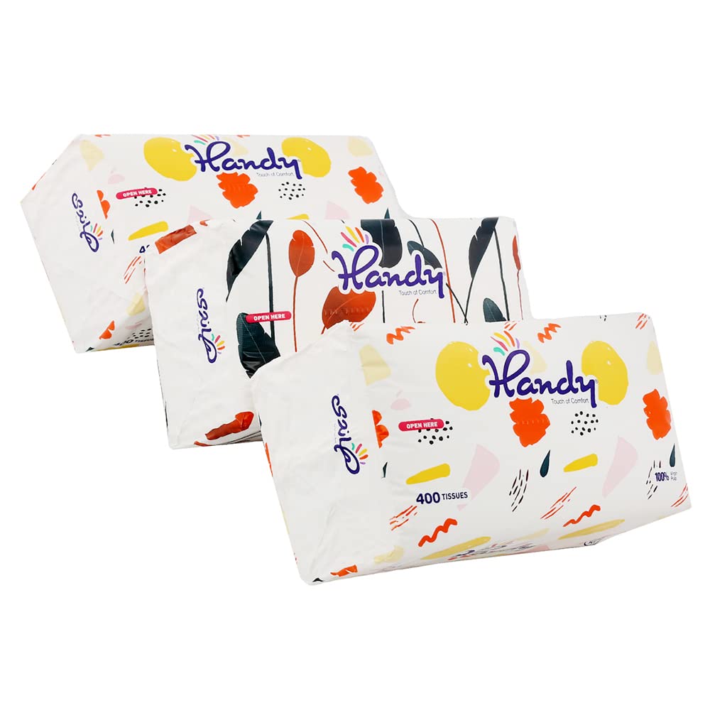 Handy set of 3 bags,400tissues- multi color