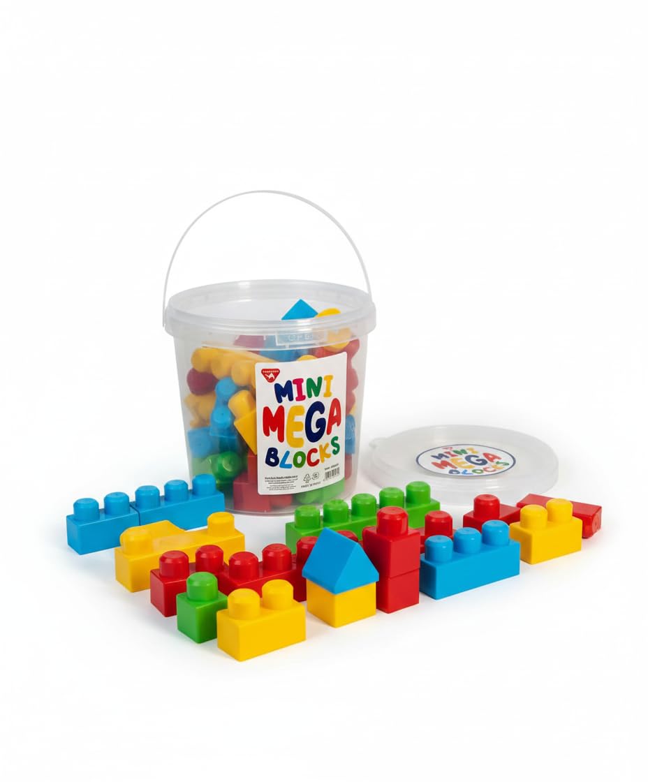 Camel Trade Colorful Plastic Building Blocks for Kids, Educational Set with Storage Container, Multicolor Pieces Mini Mega Blocks