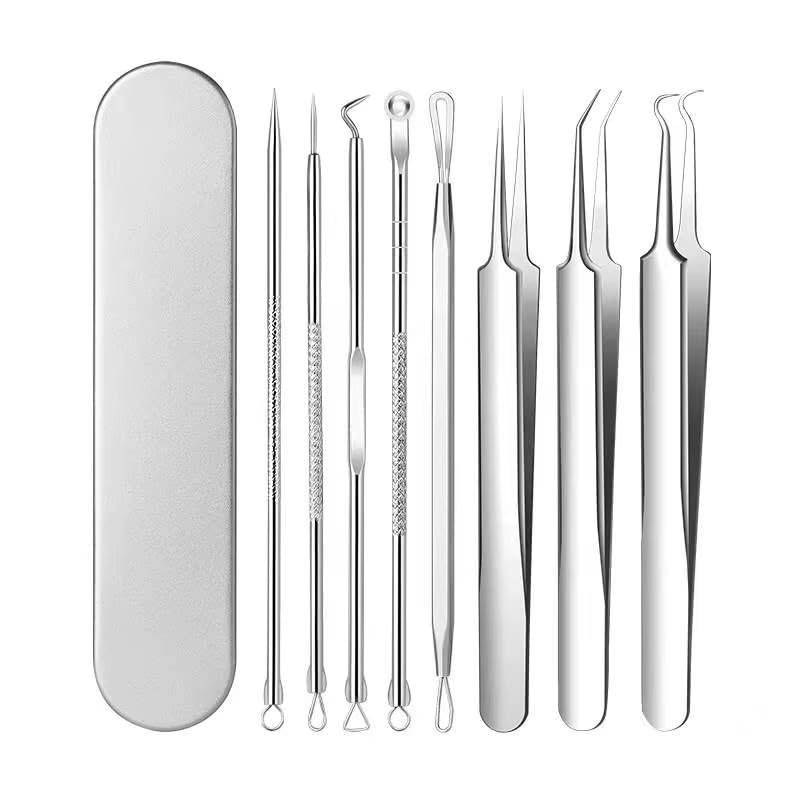 Stainless Steel Blackhead Remover Tools Pedicure Kit Acne Pimple Remover Needle Tools with Storage Box