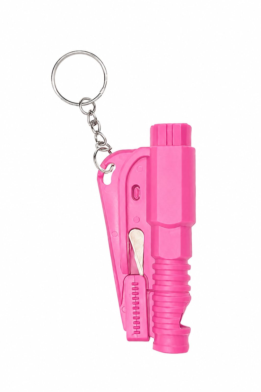 2 in 1 Car Emergency Tool, Safety Belt Cutter and Glass Breaker, with Portable Keychain, Mini Rescue Hammer, 7.5cm (Pink)