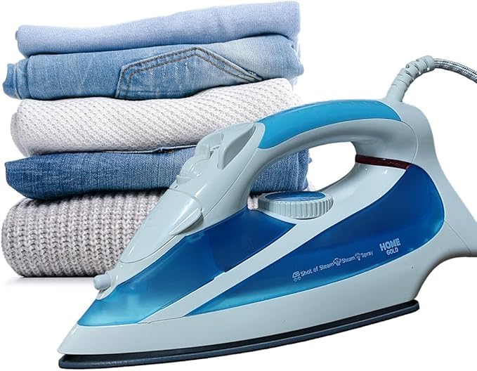 Steam Iron 2600W – Fast Heating, Dual Modes, Ceramic Coating, Variable Steam Control with Advanced Safety Features HG-2058 (Blue)