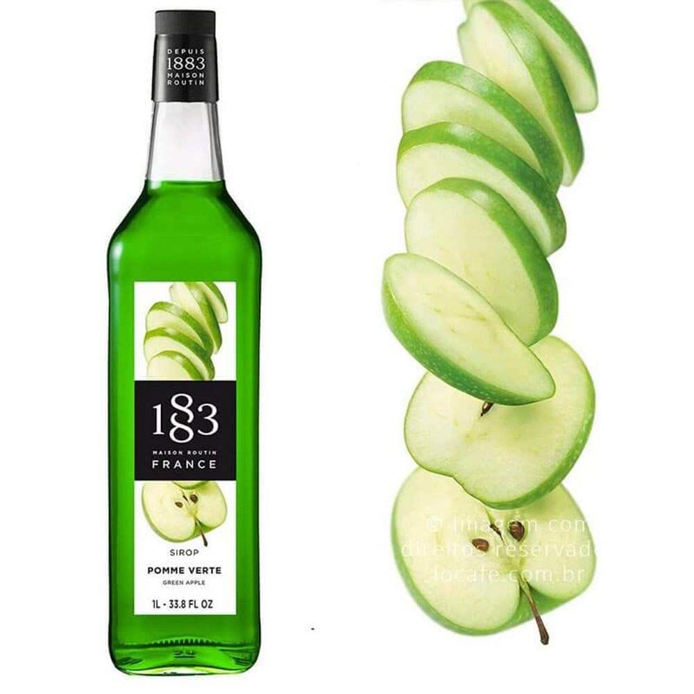 1883 MAISON ROUTIN FRANCE, Green Apple Syrup, Glass Bottle, 1 Liter, Made in France