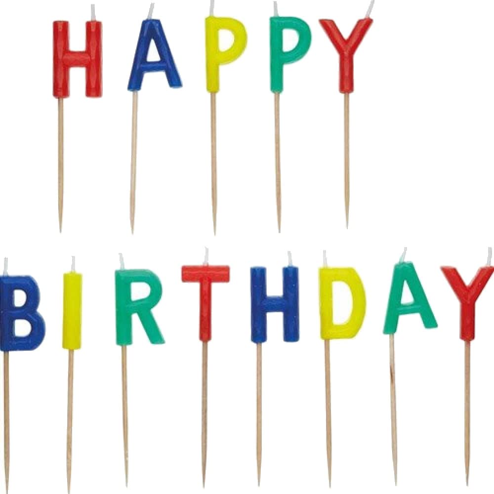 Wonka KitchenCraft Sweetly Does It Happy Birthday Candles, Wax, Multi Colour, 8.5 cm, 13 Piece Set